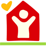 Person inside house icon with heart