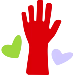 Hand drawn icon of hand with hearts
